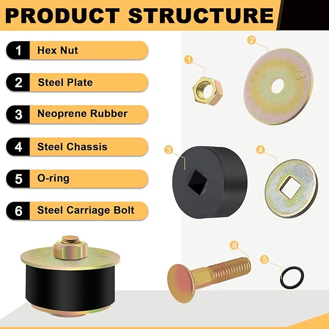 Siptenk 1-5/8" Freeze Rubber Expansion Plug 4 pcs, Automotive Rubber Expandable Freeze Plugs for Engine