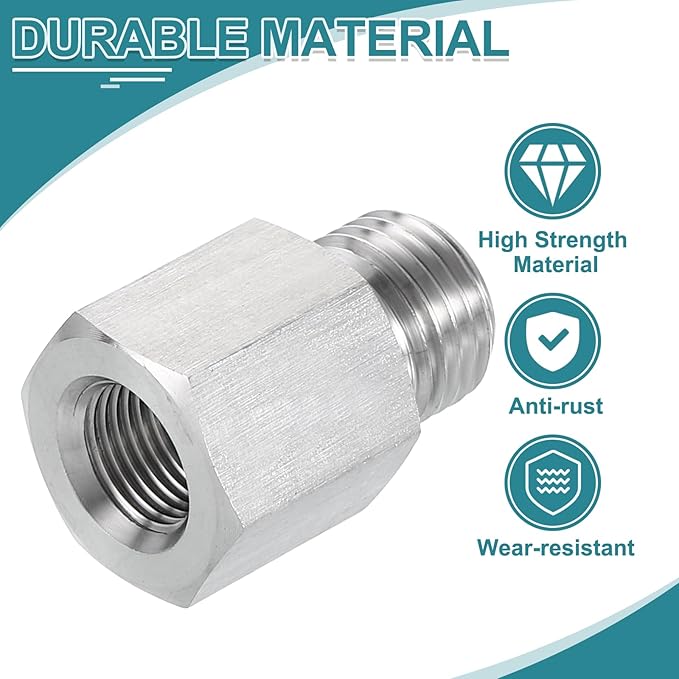 uxcell Pipe Fitting Reducing Adapter, G1/4" Male x 1/8" NPT Female 304 Stainless Steel Reducer Connector for Water Oil Air Pressure Gauge, Silver