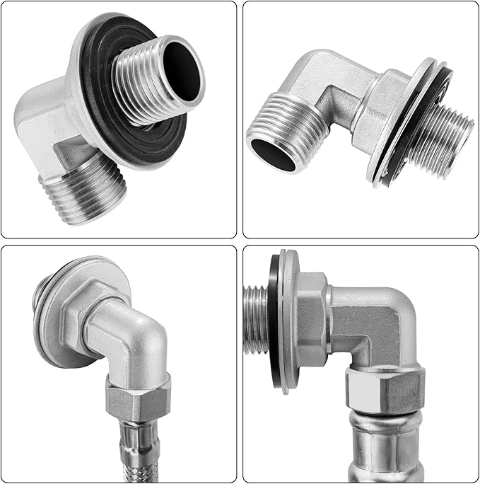 Wall Mount Commercial Faucet Installation Kit,304 Stainless Steel 90 dergee Backsplash Mount Set for Stainless Steel Commercial Kitchen Prep & Utility Sink,Lead-Free 2 Pack