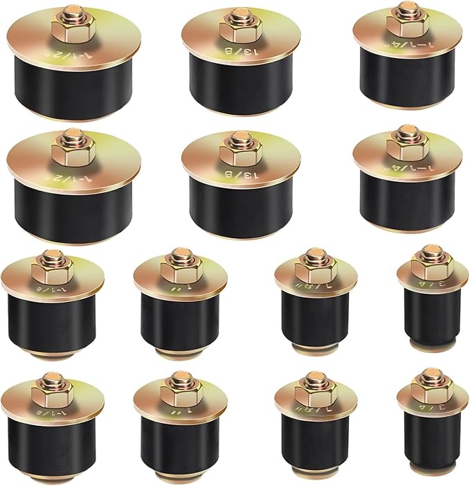 Yuahar 14Pcs 7 Sizes Automotive Rubber Expansion Plug Assortment Set, 4" 7/8" 1" 1-1/8" 1-1/4" 1-3/8" 1-1/2" Expandable Freeze Plugs for Car Engine