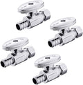 Straight Stop Valve,1/2 Inch Pex X 3/8 Inch OD Compression Straight Shut-off Valve with 1/4 Turn on/off (Pack of 4,ASTM F1807)(VALVE085-4Pack)