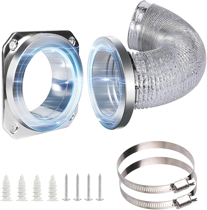 Magnetic Dryer Vent Coupling Kit-DV180 Airtight Seal Dryer Vent Connector Kit, Quick Connect/Disconnect with 4" x 3.3ft Duct & 2 Clamps, Easy to Clean & Install Connector for Dryer Venting
