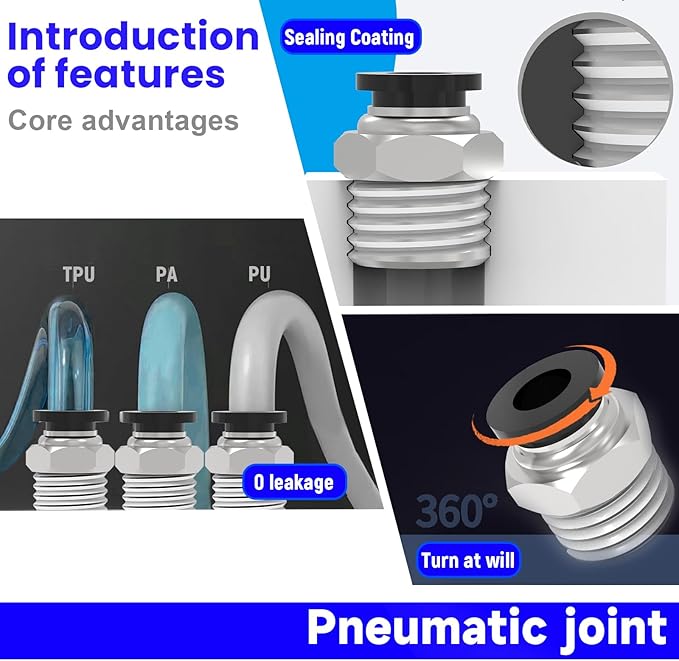 12Packs 5/32" OD Tube x 1/4" NPT Thread Straight Push to Connect Fittings,Pneumatic Male Quick Connect Air Line Hose Fittings Accessories