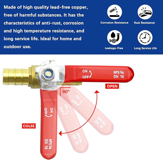 1/2 Inch PEX Ball Valves,2 Pcs PEX Brass Full Port Shut Off Ball Valve, Brass Full Port Quarter Turn Crimp Pex Valves for Hot and Cold Water