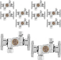 10-PCs HeSun Dual Shut Off Angle Valve, 1/2" Nominal (5/8"OD) x 3/8" OD x 1/4" OD Compression, 1/4-Turn Stop Valve with 2 Shut Offs, PEX Chrome Plated Brass(VALVE137-10)