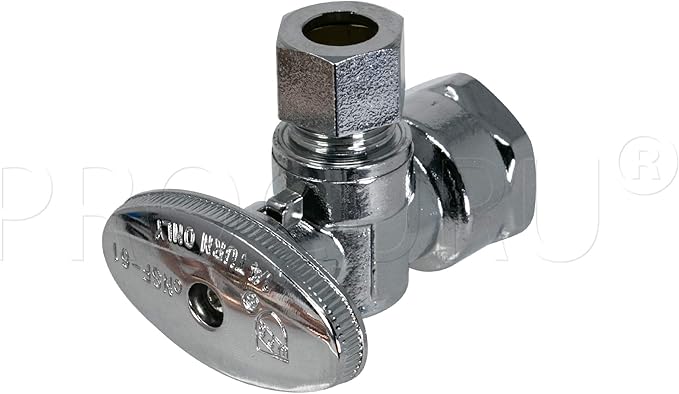 PROCURU 1/2-Inch FIP x 3/8-Inch OD Compression Angle Stop Valve, Quarter-Turn, LF Certified Safe (2-Pack)