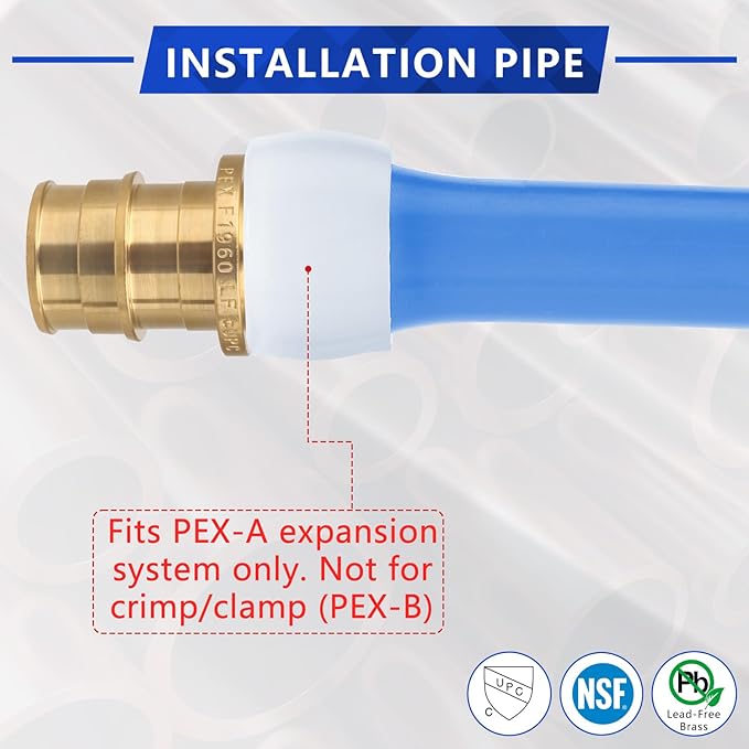 (10-Pack YVSKM) 3/4" PEX-A Straight Coupling Expansion Fitting, Lead-Free Brass Full Flow Connector, ASTM F1960 & cUPC Certified for Residential Hot & Cold Water and Radiant Heating Systems