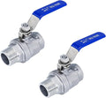 Ball Valve 1",1" Full Port Stainless Steel Ball Valve 304 NPT Water Valve, 1 inch Shut Off Valves for Oil and Gas with Blue Locking Handles 1000 WOG (1 inch, 2 pack)