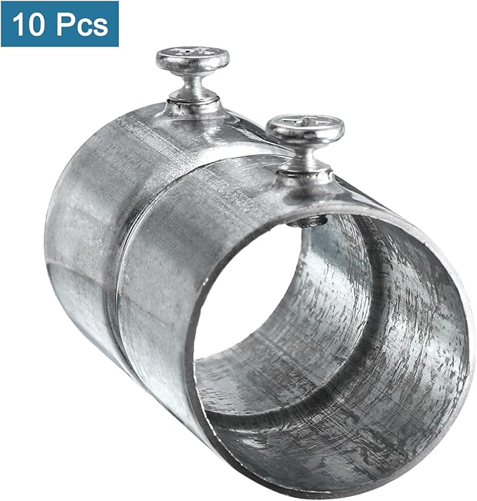 uxcell EMT Coupling, 25mm(1 inch) EMT Set Screw Coupling Conduit Fittings 57mm Length Electrical Conduit Pipe Connector 0.7mm Wall Thick, 10 Pack
