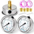 MEANLIN MEASURE 0~60Psi Stainless Steel 1/4" NPT 2.5" FACE DIAL,Liquid Filled Pressure Gauge,Pool Sand Filter Pressure Test Back Mount(Pack of 2) with 1/4" x 1/2" NPT and 1/4" x 3/8" NPT Hex Bushing