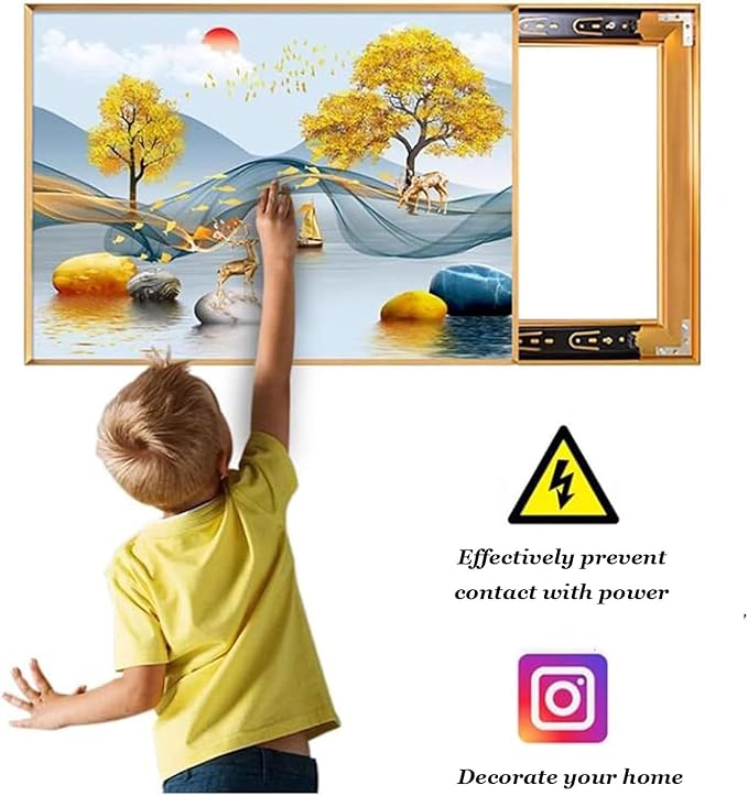 Fuse Box Cover Cabinet, Breaker Box Cover, Decorative Painting of Electricity Meter with Clock, Wall Mounted Hide Electrical Panel Cover Decorative,M,45x90cm