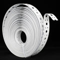 White Metal Strap 1-Inch x 50FT 0.6mm Thickness Galvanized Pipe Hanger Strap Metal Strapping with Holes Plumbers Strap for Pipe Supports Hanging