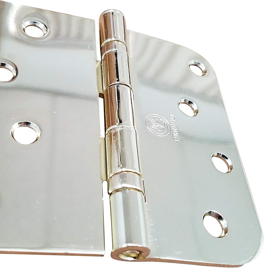 Hinge Outlet 4 Inch with 5/8 Inch Square Radius Ball Bearing Door Hinges, Heavy-Duty Steel, Removable Pin (Polished Brass, 20 Pack)