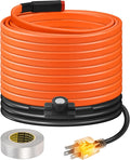 30FT Heat Tape for Water Pipes Freeze Protection IP65 Waterproof 7W/FT 110V BDDFOTO Heat Cable with GFCI Protection and Thermostat,Self-Regulating Pipe Heater for Roof/RV/Water Storage Tank