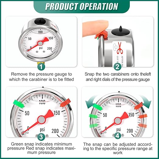 0-200psi Stainless Steel Glycerin Liquid Filled Pressure Gauge1/8 NPT 1.5" Dial, Lower Mount for Pressure Testing of Water, Oil and Air (with Range Mark Pointer)