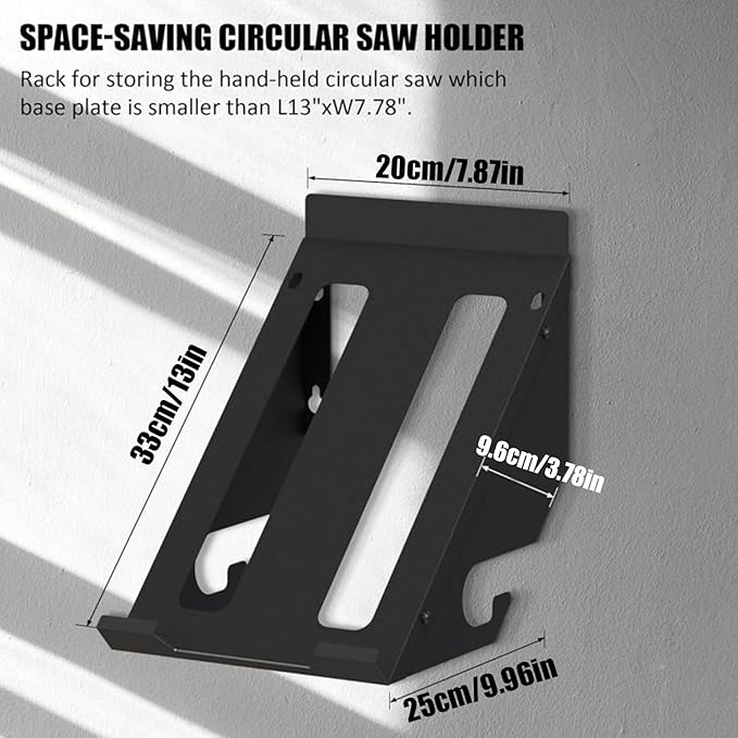 Heavy Duty Circular Saw Holder, Metal Wall Mount Storage Rack, Workshop Wall Organizer for Garage, Home Repair Kit, Metalworking, Masonry, Tool Storage, Space-Saving Holder for Power Saws, Equipment