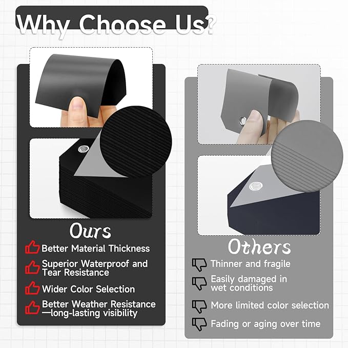 200 Pcs 6 1/4 x 3 1/8 Plastic Shipping Tags with Wire - Double-Sided Writable Price Tags for Retail - Rectangle Tie On Labels for Engraving Equipment, Garage, Moving (Black)