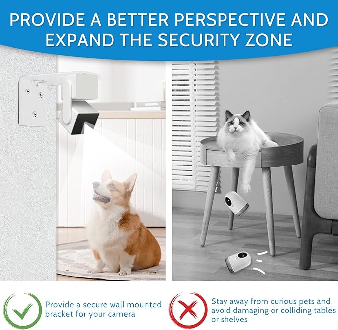 2Pack Adhesive Metal Wall Mount Bracket, Compatible with Wyze Cam Pan V3/V2, Google Nest Cam, Eufy Security Solo Indoor Cam E220/P24, Blink Mini Pan Tilt Cam, No Drilling VHB Stick On or Screw Install