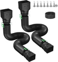 Rain Gutter Downspout Extensions, Downspout Extender for Rainwater Drainage Flexible, Extendable 58"+66" Down Spout Drain Extension Pipes (2 Pack, Black)