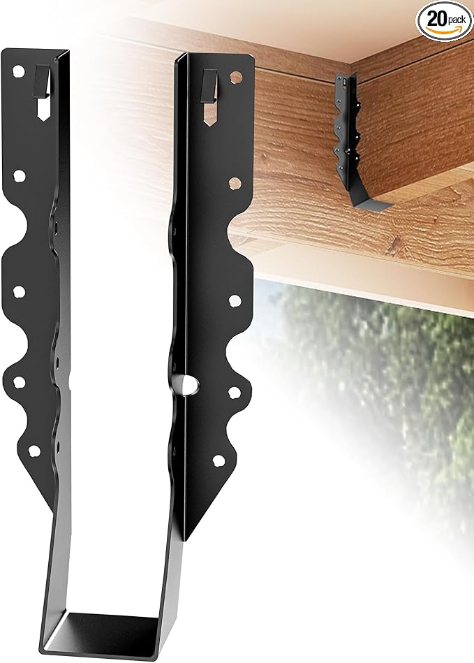 20 pcs 2x10 Joist Hangers Black Face Mount Joist Hangers , 2x10 Brackets Fits Truss Connectors,Rafter Hangers for Floor Deck and Ceiling Joists Q235B Steel Black Powder Coated