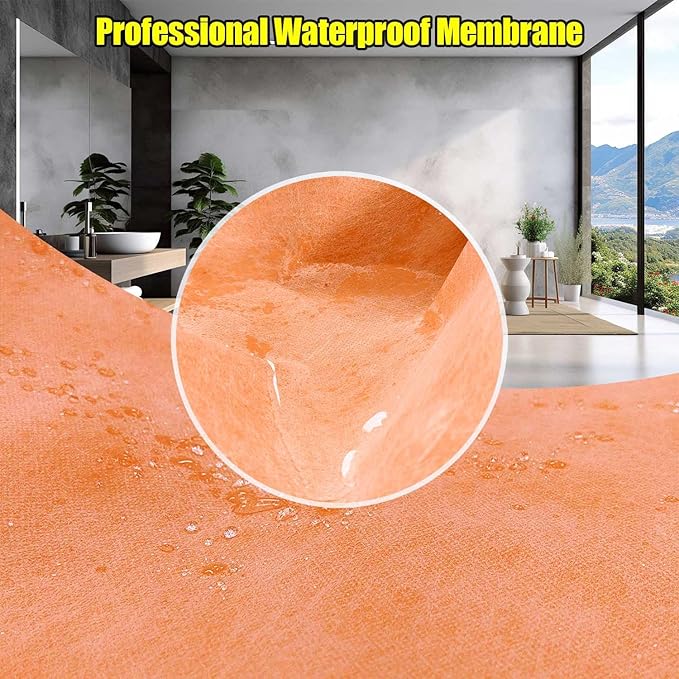 Waterproof Membrane for Shower 5 in x 83 ft / 33.6 SQ FT Waterproofing Shower Membrane 19.7mil Thickness Waterproof for Sauna Bathroom Walls Tile Underlayment 33.6 SQFT Polyethylene Fabric Roll
