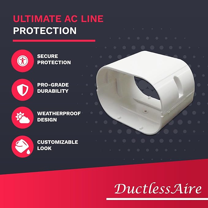 DuctlessAire Mini Split Line Set Cover - Lineset Covers for Mini Split Condenser, Central Air Systems, HVAC, Heat Pumps and More - AC Unit Cord Protector - Air Conditioner Accessories (3" Coupler)