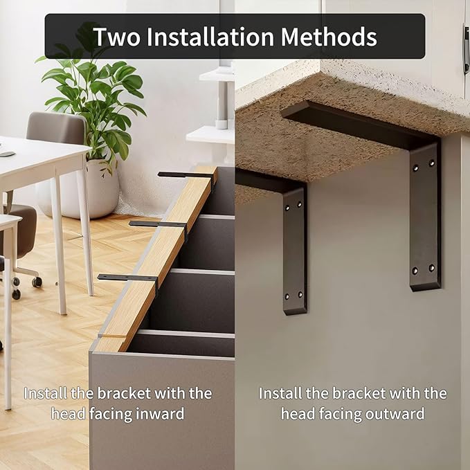 Heavy Duty Metal Countertop Brackets 18 Inch L Shape Countertops Floating Shelf Brackets 0.4 Inch Thick Granite Countertops 18"x8"x2.5" for Quartz/Granite/Wood/Concrete/Laminate Countertops (4pack)