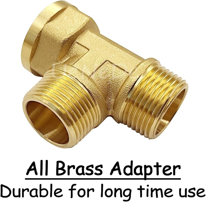2PCS Brass 3/4 Inch NPT Tee Pipe Fitting 3/4" NPT Female x Male x Male for Water/Oil/Gas