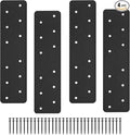 4 Pcs 11.8"x3" Straight Steel Flat Plate, Heavy Duty Mending Plate with Black Powder-Coated Joining Brackets, I Shape Strap Metal Plate Fit 4x4,6x6 for Repair House,Furniture,Pavilion,Truss framing