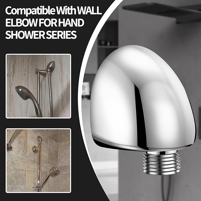 50560-PN-PR Wall Supply Elbow for Hand Shower Adapter, Water Supply for Hand Held Shower, Wall-Mount Elbow, Lumicoat Polished Nickel