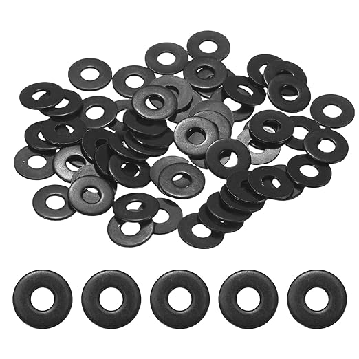 100-Pack M4 Flat Washers, Metric 12mm OD 1mm Thick 304 Stainless Steel Washers for Bolts Screws Nuts for Automotive/Machinery/Furniture, Flat Metal Washers [Black Galvanized]