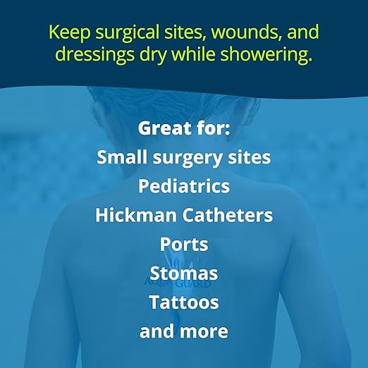 TIDI 50005-PKG AquaGuard Sheet – 5” x 5” – (Area of Coverage: 3.5” x 3.5”) – Shower Protection Sheet – Self-Adhesive Moisture Barrier – Wound Cover for Showering – 7 Sheets – Home Medical Supplies