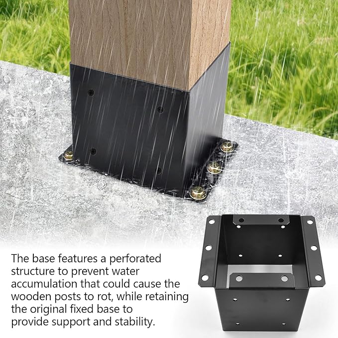 (2 Pack) 6x6 Post Bracket(Acturl 5.6 x5.6) Heavy Duty Adjustable Wood Fence Anchor Base Brackets, for Deck Railing, Deck Post, Pergola Post Brackets