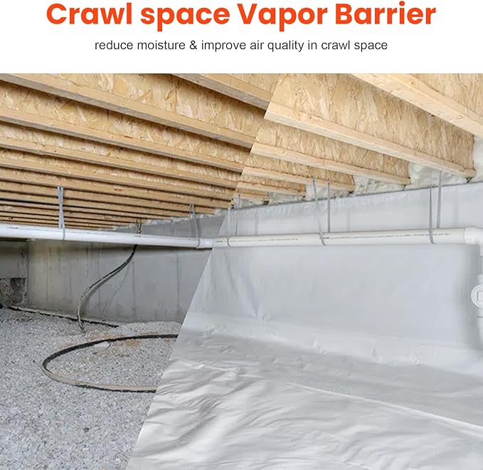 ABESTORM Crawl Space Vapor Barrier 12 Mil Film 10'x100' Thick Plastic Sheeting Drop Cloth Vapor Barrier Covering for Crawlspace, Encapsulation, Blackout Plastic Painters Tarp, Black and White Film