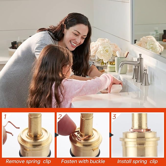 Faucet cartridge replacement compatible with DA507071W Ceramic Disc Cartridge Round Stem-Hot
