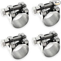 TT Heavy Duty Hose Clamps, 304 Stainless Steel T-Bolt Clamp, Adjustable Range 26-28 mm, Solid T-nuts and Wide Band for 1 inch Exhaust Clamp (1-1.1 inch, 4 pack)