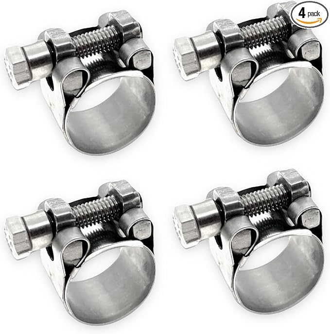 TT Heavy Duty Hose Clamps, 304 Stainless Steel T-Bolt Clamp, Adjustable Range 26-28 mm, Solid T-nuts and Wide Band for 1 inch Exhaust Clamp (1-1.1 inch, 4 pack)