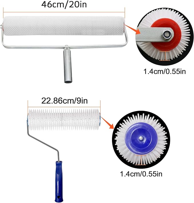 Self Leveling Cement Tool kit, Spiked Roller with Extension Pole for Self Leveling, Paint Rollers, Epoxy Tool Kit, Epoxy Shoes Spikes for Concrete and Cement Flooring(Basic)
