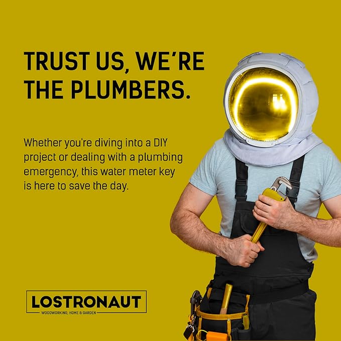 LOSTRONAUT 17" Water Meter Key - Professional Garden and Plumbing Tool for Opening and Closing Valves with Ease - with Reinforced Steel T-Handle and 4-Way Spigot Selector for Versatile Applications