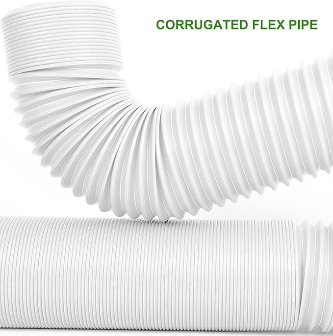 2 Pack Rain Gutter Downspout Extensions Flexible,Drain Downspout Extender Connector 21"-68",Screws for Included,White
