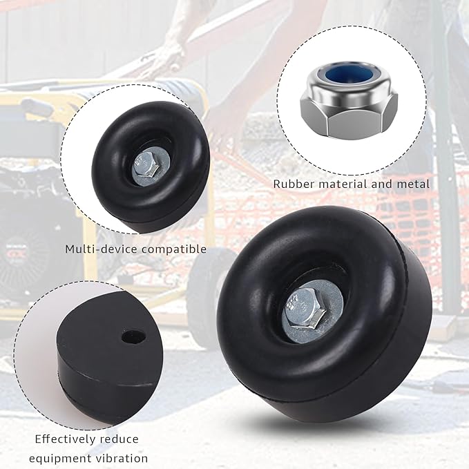 Anti Vibration Heavy Duty Rubber Foot, 1 x 2.5 Inch, Fits for Generators, Pressure Washers, Air Compressors and Pumps Equipment Heavy Duty Rubber Anti Vibration Feet ，with Screw Kits（2 Pack）