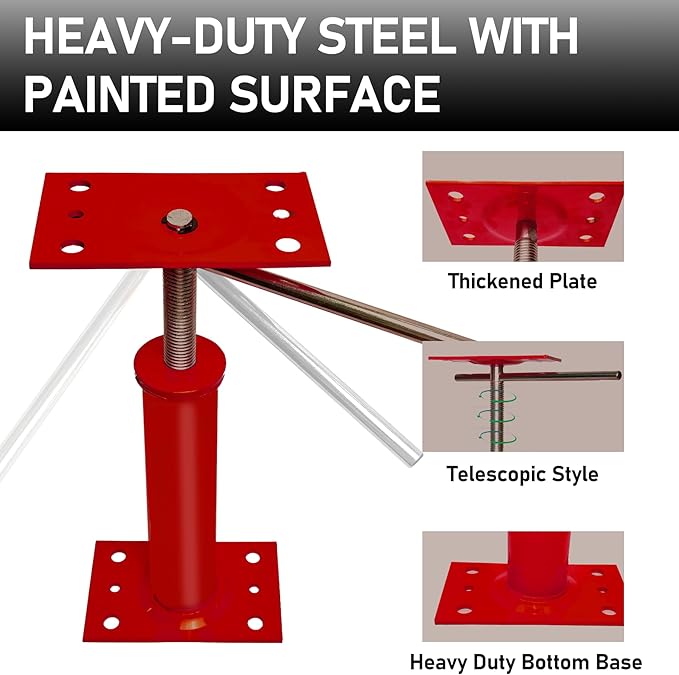 House Jacks for Leveling, 11"-17" Adjustable Jack Post Basement Floor Jack, Screw Floor Jack Post Supports Stabilizer Jacks for House Foundation, Stairs, Porches, Roof Beams