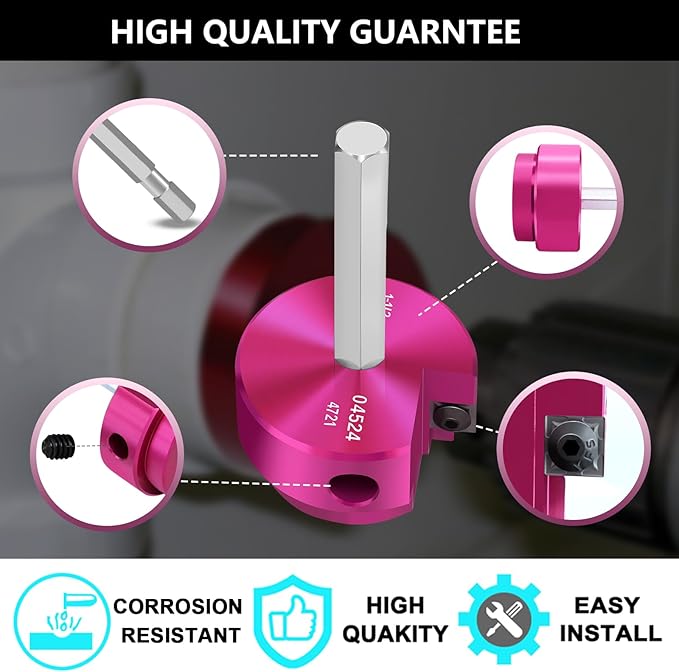 PVC Fitting Saver 1-½-Inch Head, PVC Pipe Reamer, Socket Saver with 3/8-Inch Hex Shaft,Plastic Pipe Fitting Reamer for Plumbing Sch.40 CPVC ABS Hub, Fit Standard 1/2" drills