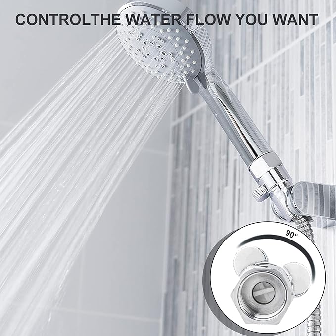 Brass Shower Flow Control Valve: Shower Head Shut Off Valve(Female and Male), MAYYAYA Water Flow Control Valves, for Handheld Shower Head or Bidet Sprayer- Handle Lever (Black)