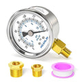 MEANLIN MEASURE 0~160Psi Dry Pressure Gauge Stainless Steel 1/8" NPT 2" FACE DIAL Waterproof for Air Compressor RV Regulator Water Pressure Tester Lower Mount with 1/4" NPT and 3/8" NPT Hex Bush