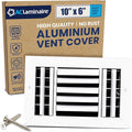 10x6 Inch (Duct Opening) Aluminum 3-Way Air Flow Vent – HVAC Vent Cover for Wall or Ceiling – Quiet HVAC Wall Register with Multi-Shutter Damper – Adjustable Curved Blade - Plastic Seal for Tight Fit