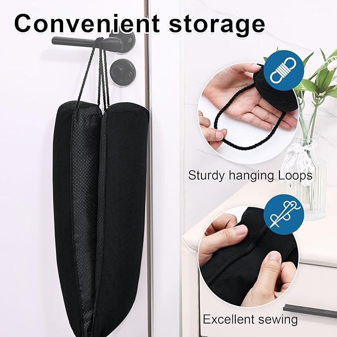 hyha 38 Inch Door Draft Stopper, Blocks Hot Cold Air with Removable Washable Cover, Gaps Up to 3 Inch, All-Season Noise and Wind Seal, Under Draft Stopper for Bottom of Door Window, Black