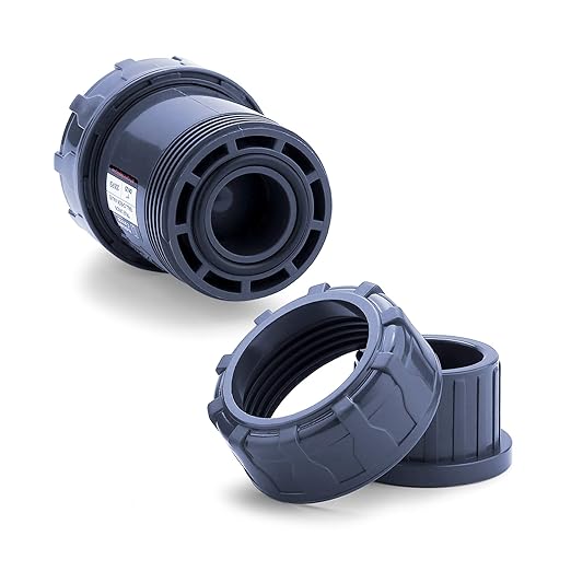 HYDROSEAL Sharkfellow 1’’ PVC True Union Ball Check Valve with Full Port, ASTM F1970, with EPDM Seals, Corrosion-Free, Service Free, Rated at 200 PSI @73F, Gray, 1 inch Socket (1'')