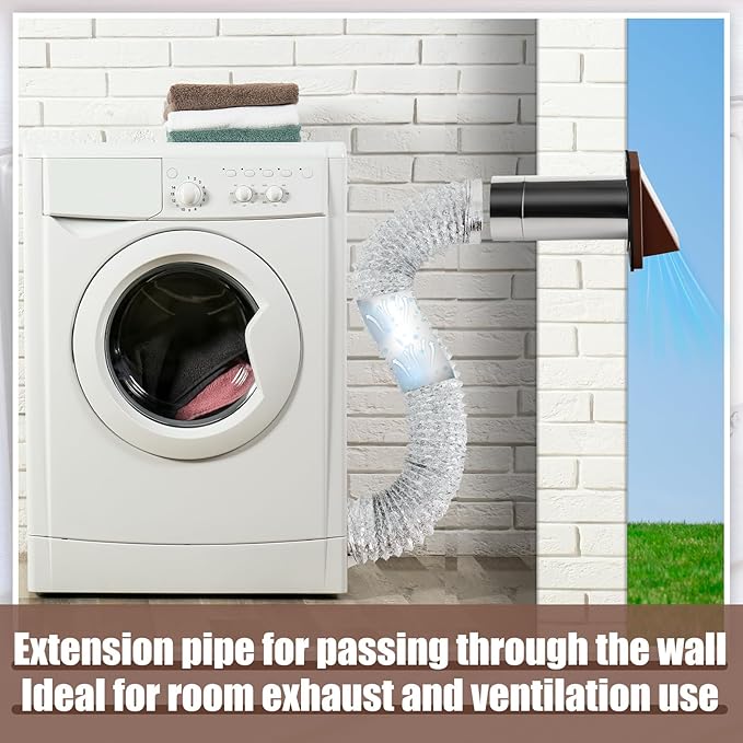 Gisafai 4" Outside Dryer Vent Cover for Exterior Walls Exhaust Vent Cap with Removable Extension Pipe Stainless Steel Hood Cushioned Non Return Flap with Sealing Gasket Grille Screen