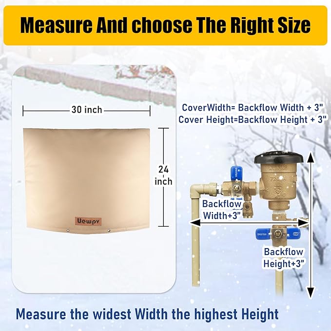 Backflow Preventer Cover Insulated-Sprinkler Covers for Outside-with Thicker 5 Layers Fabric,30" Wx24 H -Backflow Insulation Cover Protect Water Meters,sprinklers from Damage During Winter